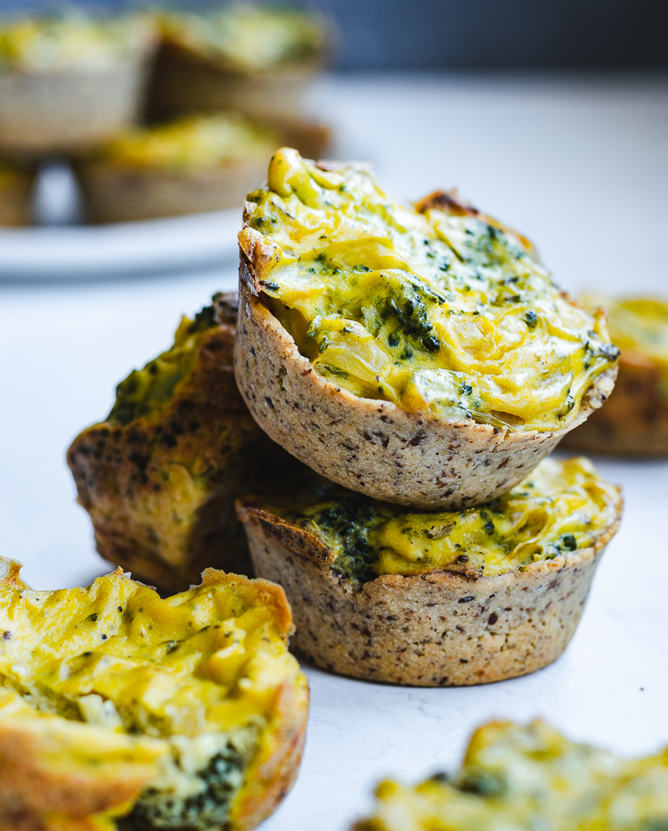 Broccoli Tofu Mini Quiche (Vegan, Oil-Free, GF) - Ellie Likes Cooking