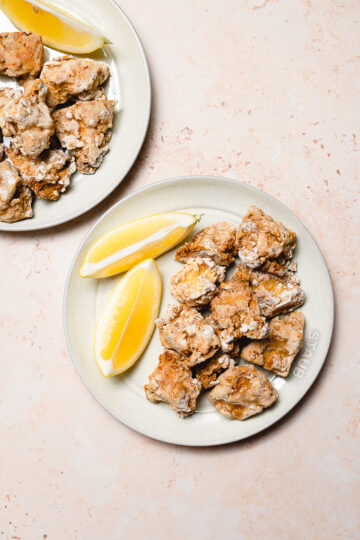 tofu karaage on plates