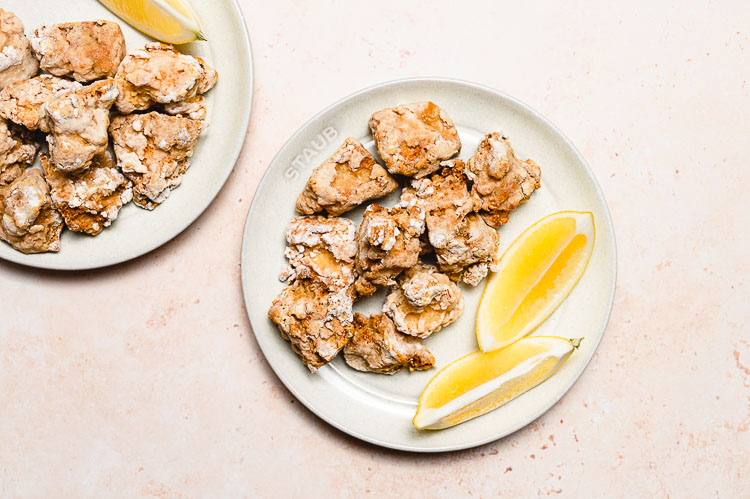 tofu karaage on two plates