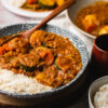 vegan japanese curry in a bowl with rice