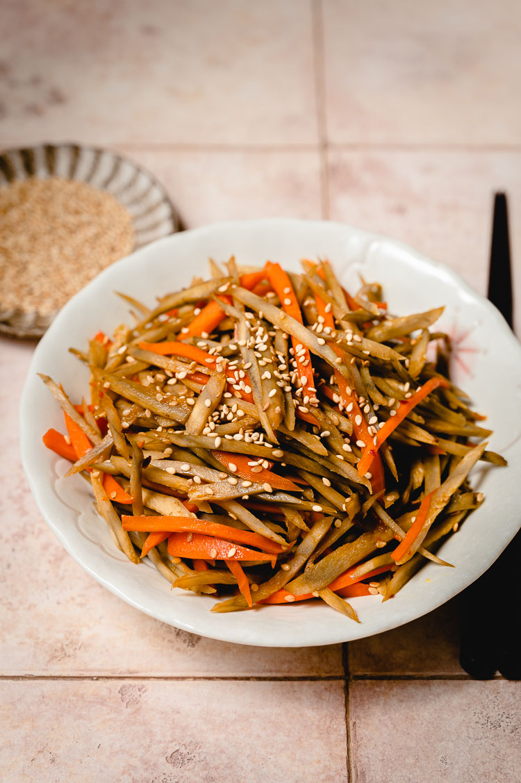 kinpira gobo on a plate