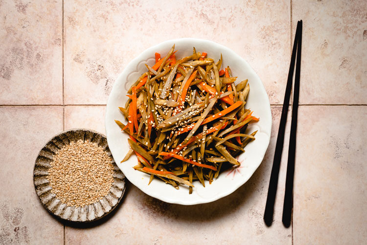 kinpira gobo on a plate