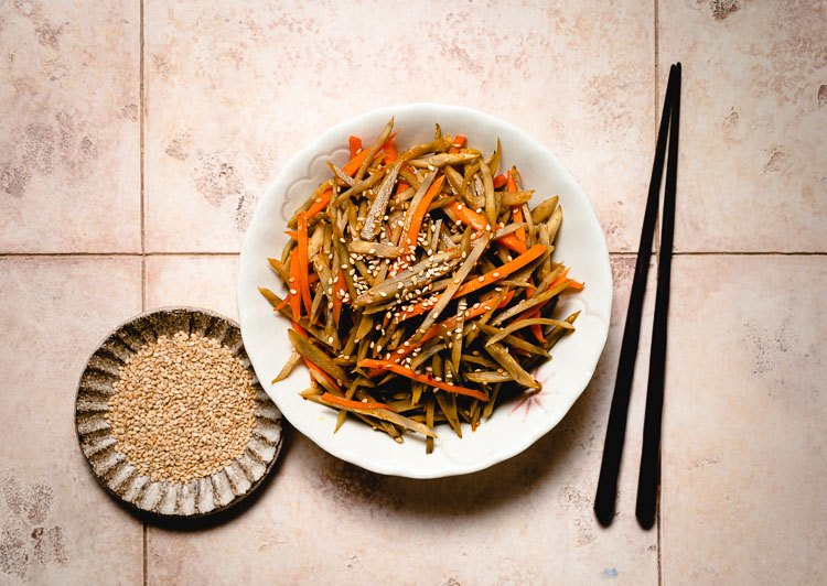 kinpira gobo on a plate