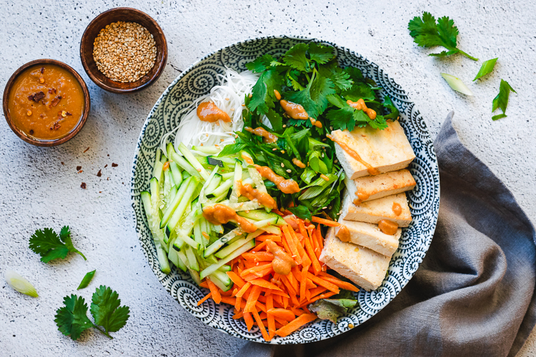 Vermicelli Noodle Salad with Soy-Lime Tofu