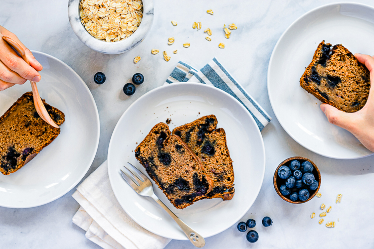 Vegan Blueberry Banana Bread (Oil-Free)