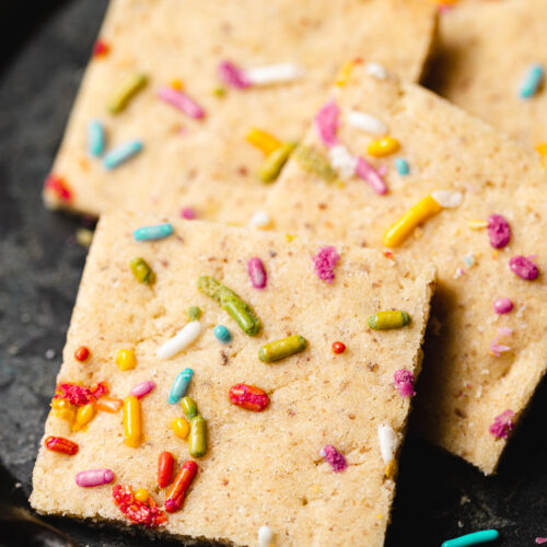 vegan sugar cookie bars on a platter