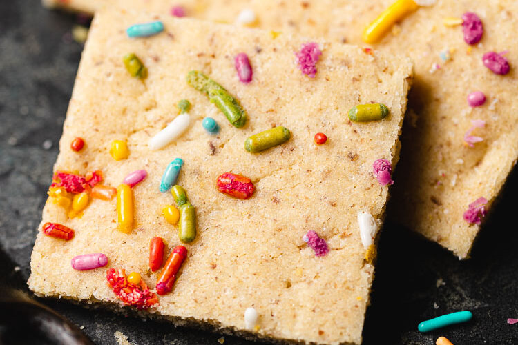 vegan sugar cookie bar close up