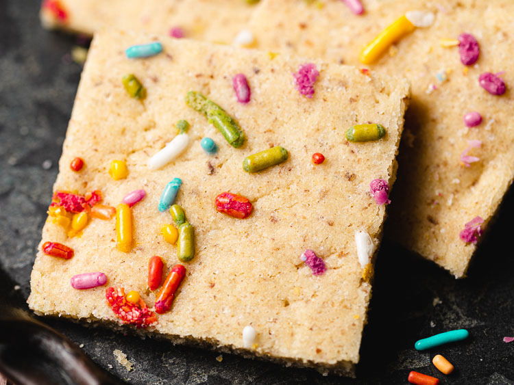 vegan sugar cookie bar close up