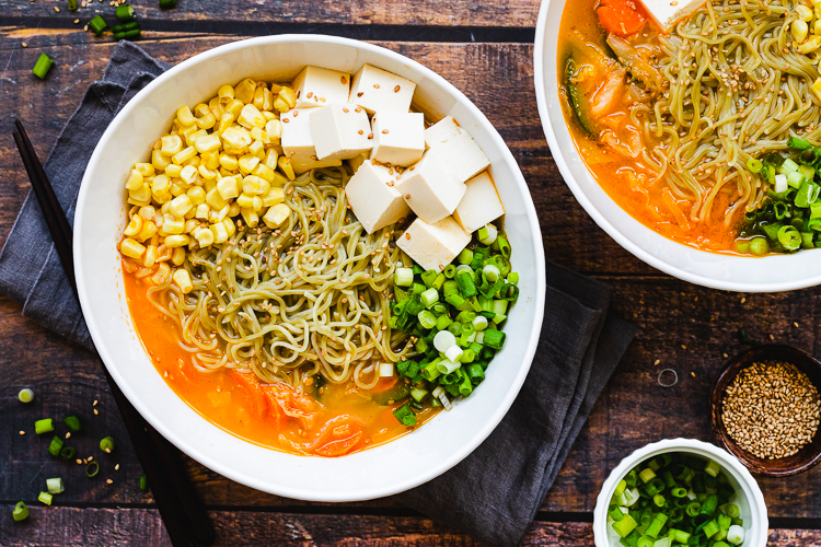 One-Pot Spicy Miso Ramen (Vegan, Gluten-Free) - Ellie Likes Cooking