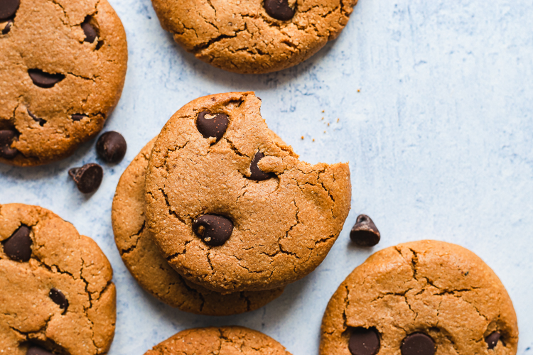 Healthier Peanut Butter Chocolate Chip Cookies (Vegan, GF, OF)