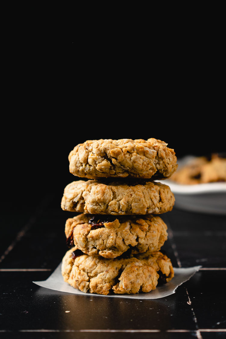 stack of oatmeal raisin cookies