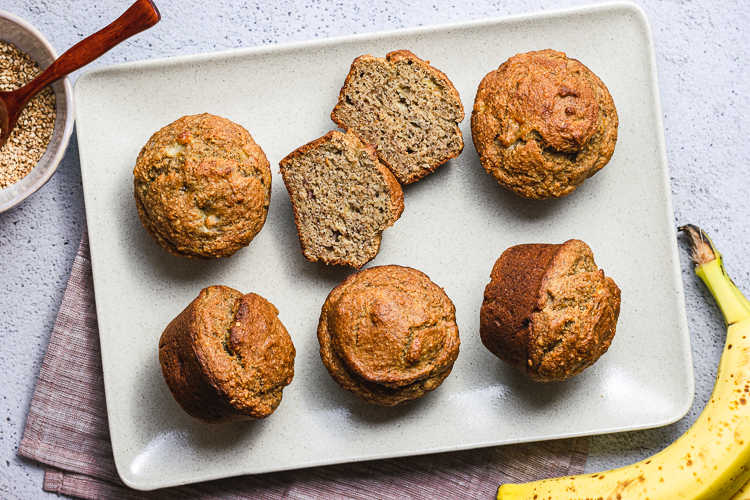 Oat Flour Sesame Banana Muffins (Vegan, Gluten-Free)