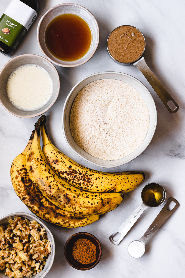 ingredients to make vegan banana bread