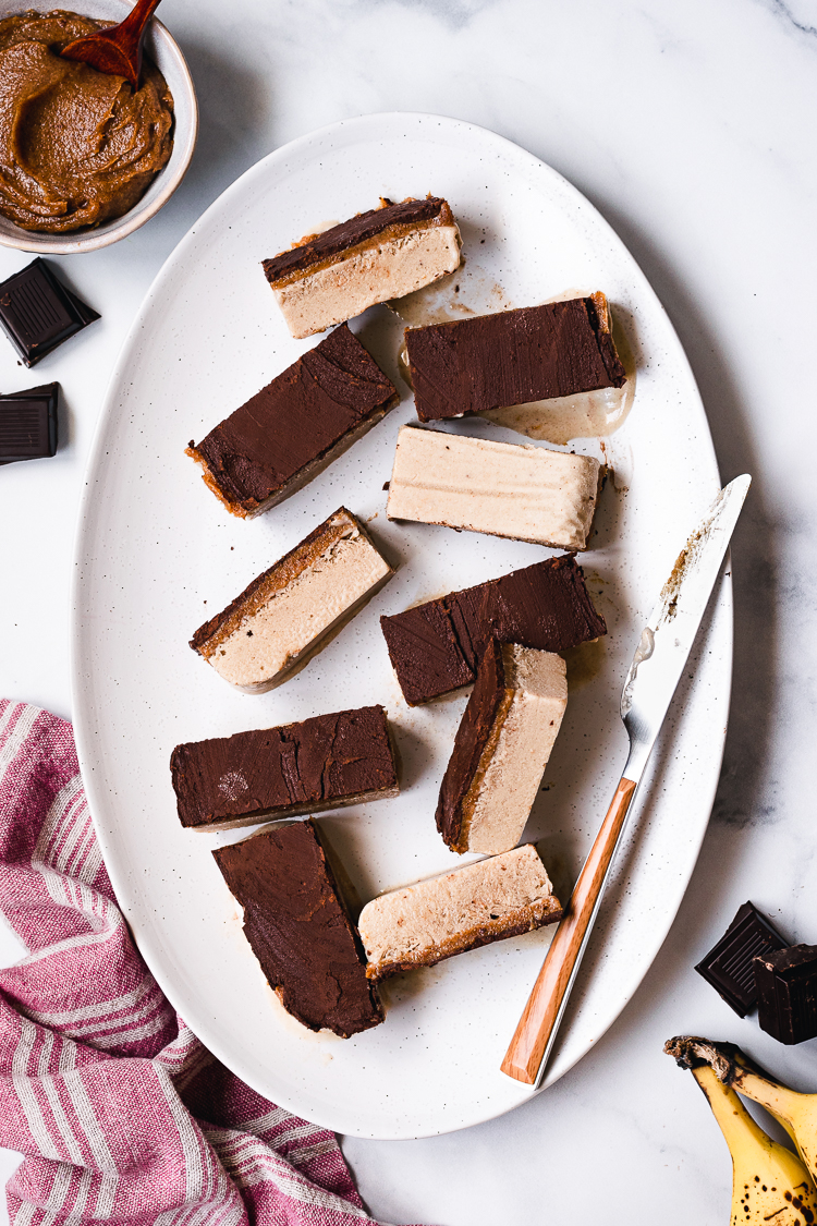 vegan ice cream bars arranged on a plate