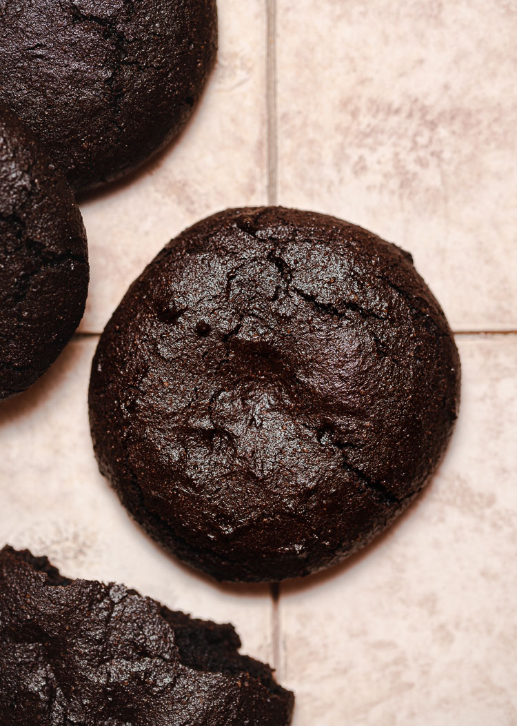 overhead shot of vegan brownie cookie