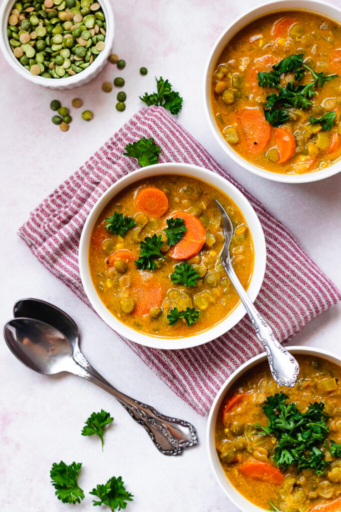 Curried Split Pea Soup (Vegan, GlutenFree, OilFree) Ellie Likes Cooking