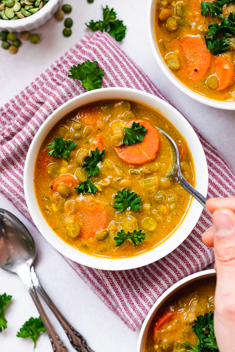 Curried Split Pea Soup (Vegan, Gluten-Free, Oil-Free) - Ellie