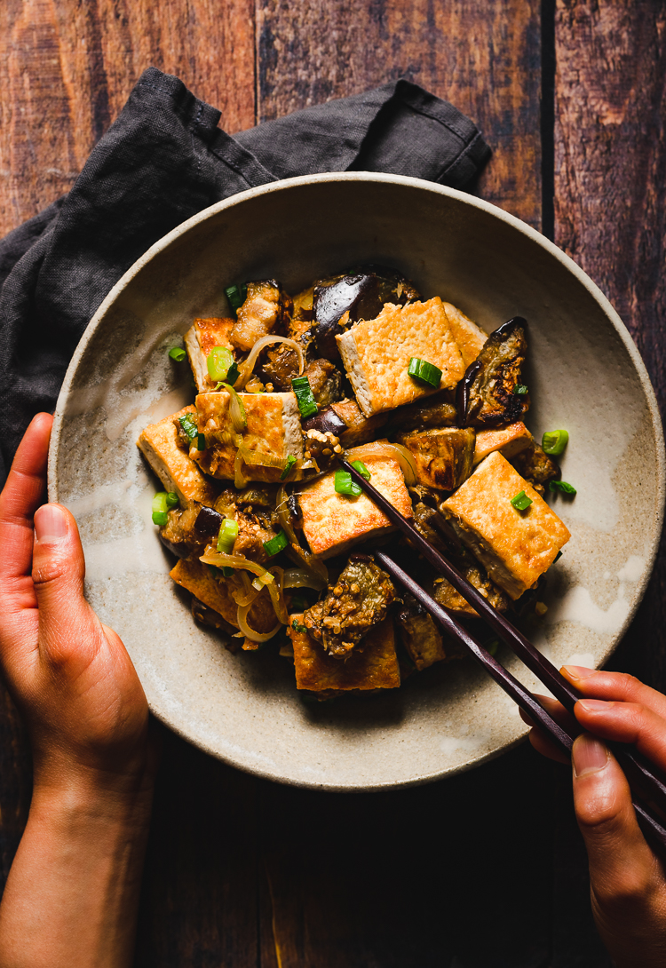 Japanese Tofu & Eggplant Ginger Stir Fry | 豆腐の生姜焼き - Ellie Likes Cooking