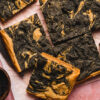 vegan sweet potato mochi cake cut into squares