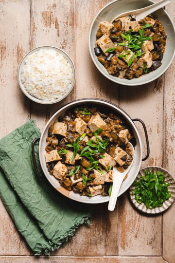 vegan mapo tofu in bowl