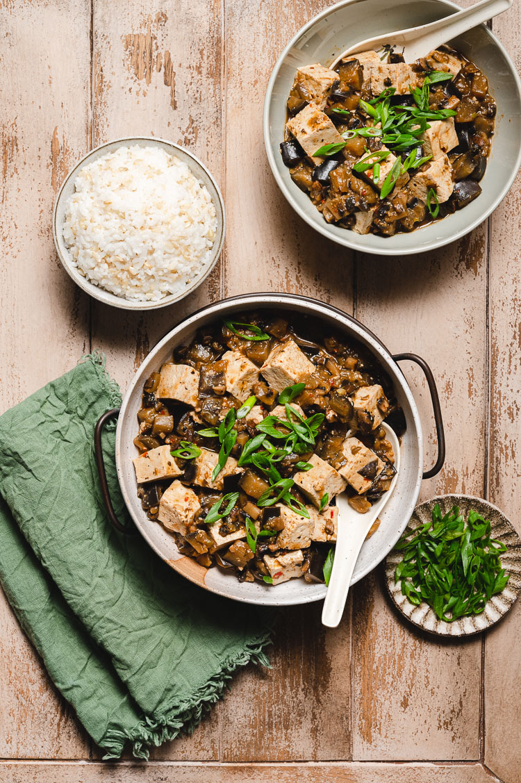 vegan mapo tofu in bowl