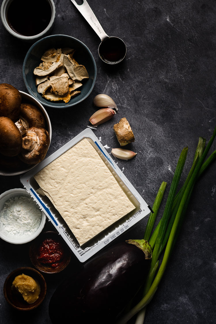 ingredients for japanese vegan mapo tofu