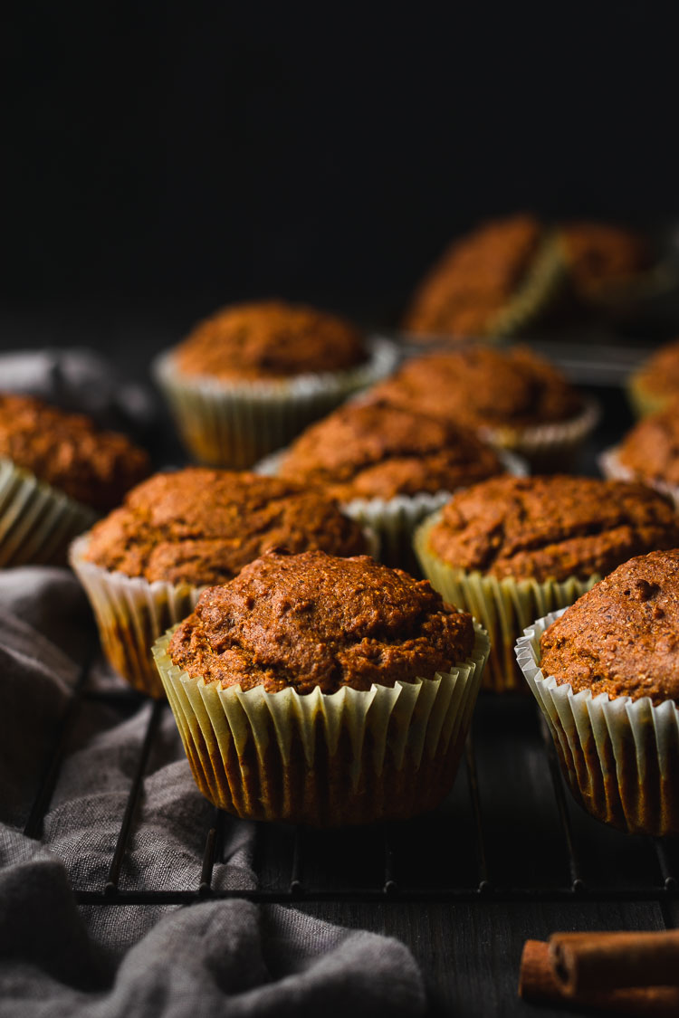 vegan pumpkin muffins cooling set on wire rack