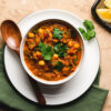 eggplant chana masala in a bowl