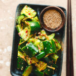 plate of Japanese smashed cucumbers