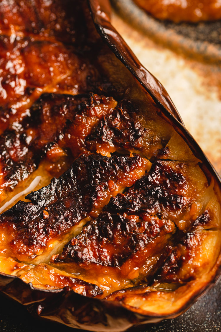 close up of miso eggplant