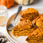 vegan pumpkin scones on a plate