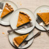 slices of vegan pumpkin pie on plates