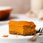 vegan pumpkin pie square on a plate