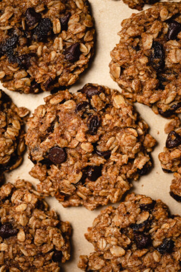 close up of banana oatmeal cookies