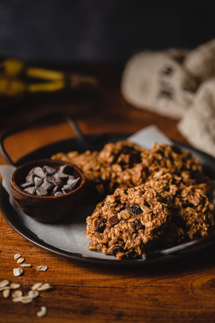 banana oatmeal cookies on a platter