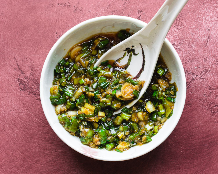 green onion sauce in a bowl