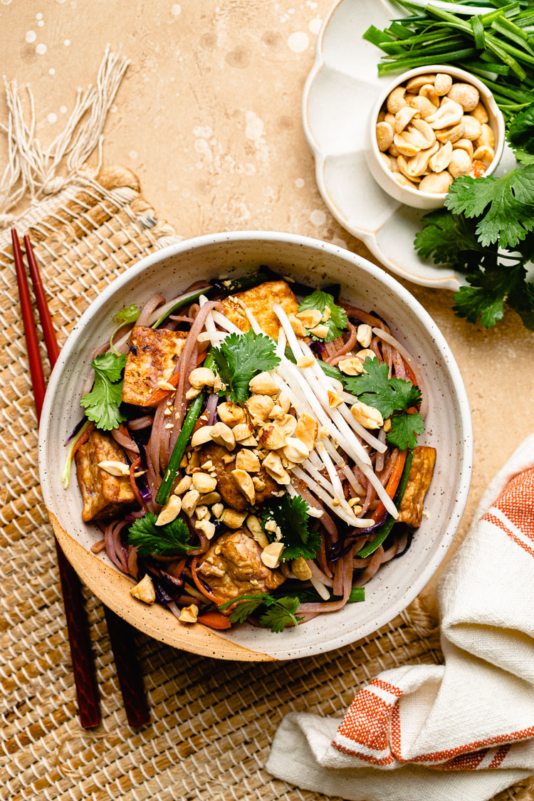 a bowl of vegan pad thai