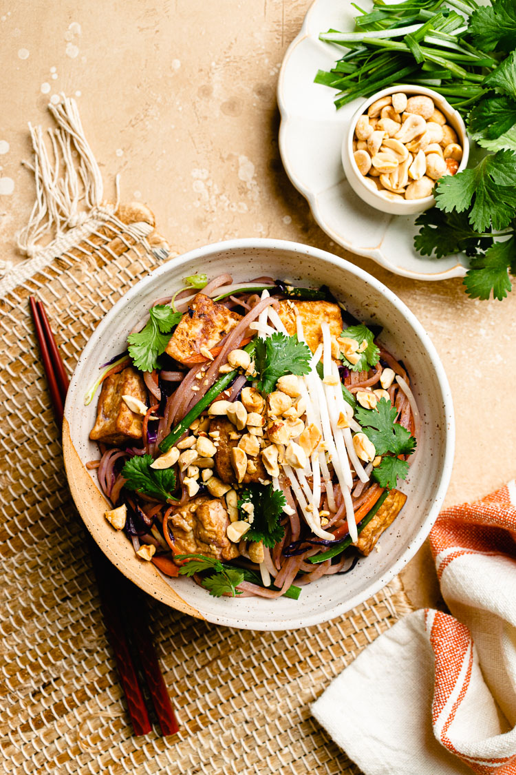 a bowl of vegan pad thai