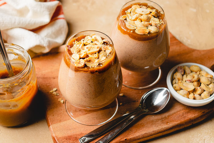 two cups of snickers chia pudding