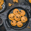 chocolate chip cookies on platters