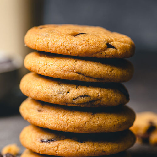 stack of chocolate chip cookies