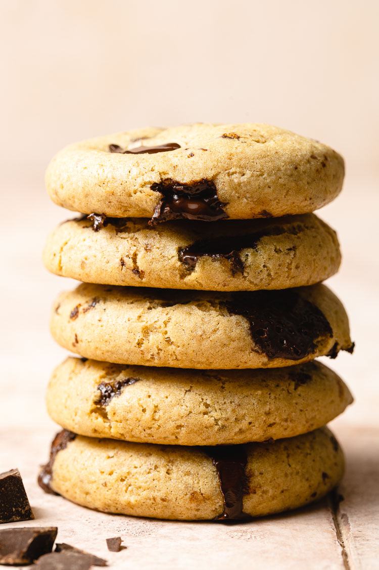 stack of vegan chocolate chip cookies