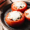 ratatouille stuffed tomatoes on a plate