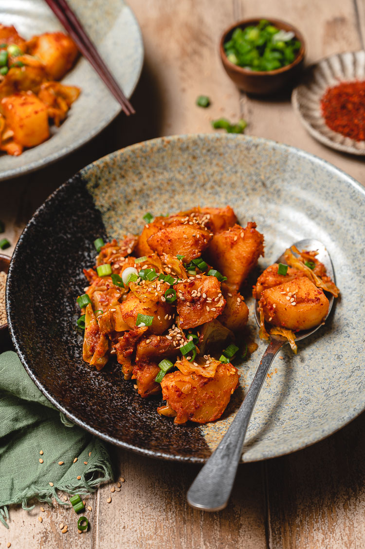 plate of gochujang potatoes