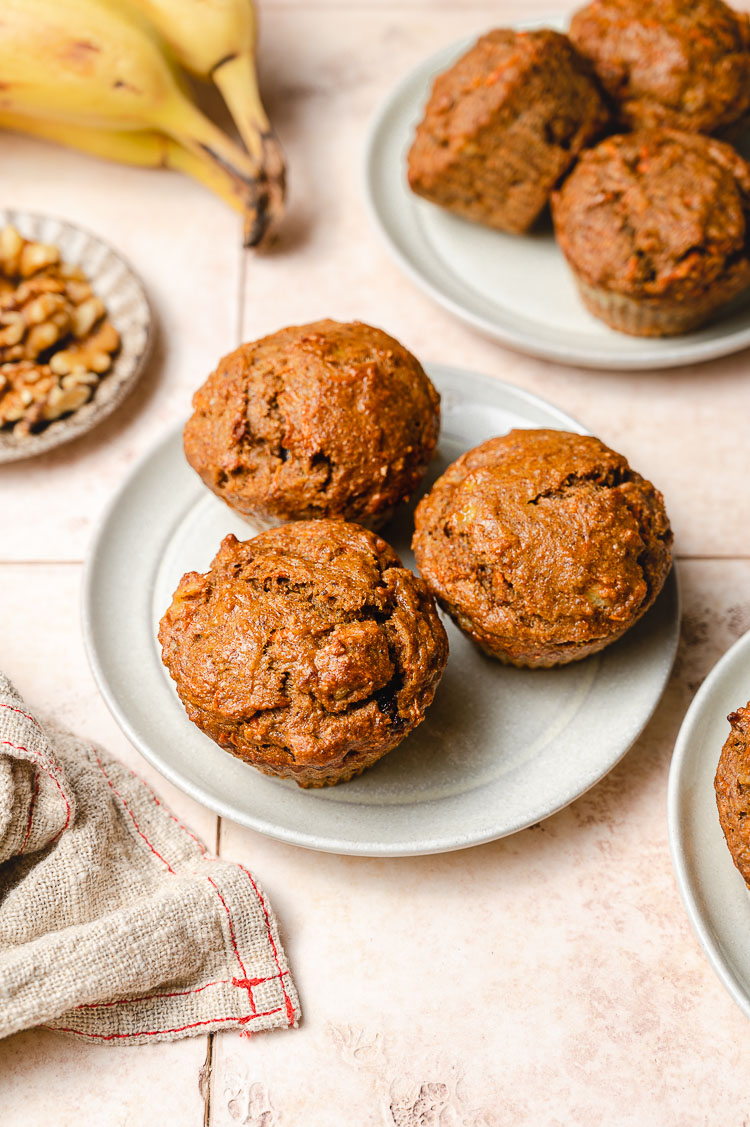 carrot cake banana muffins on a plate