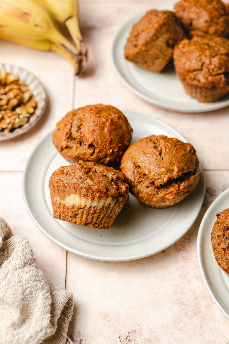 vegan carrot cake muffins on a plate