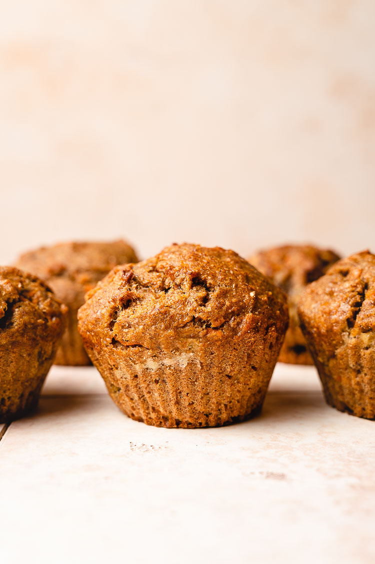 vegan carrot banana muffins in a row