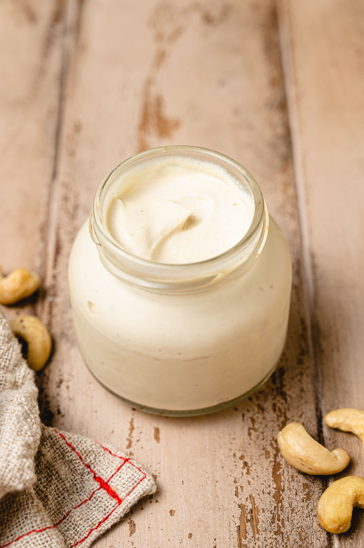 homemade vegan mayo in a jar