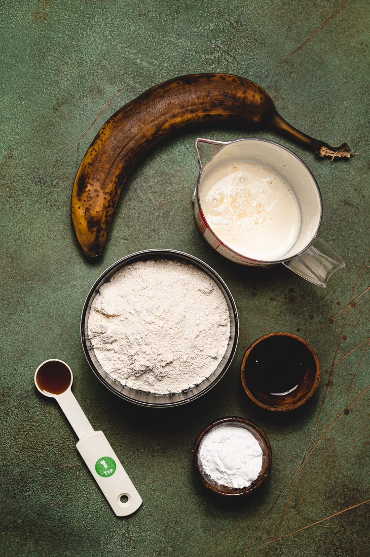 ingredients for vegan banana oat pancakes