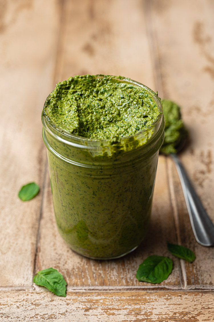 jar of vegan pesto